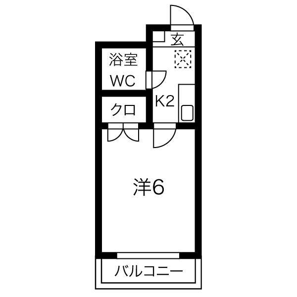 クレールさつき(1K/1階)の間取り写真
