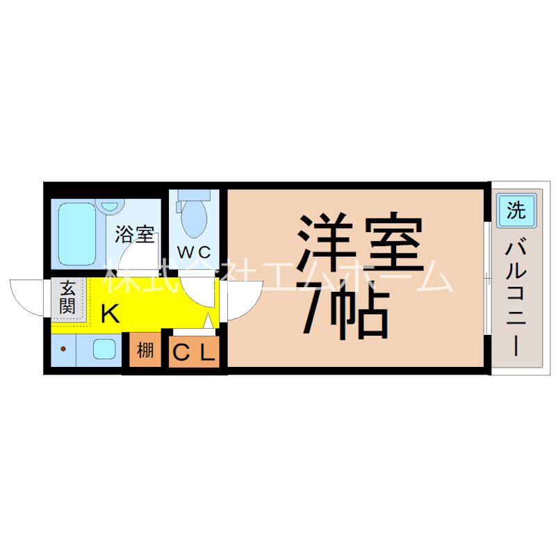 セレス日野(1K/4階)の間取り写真