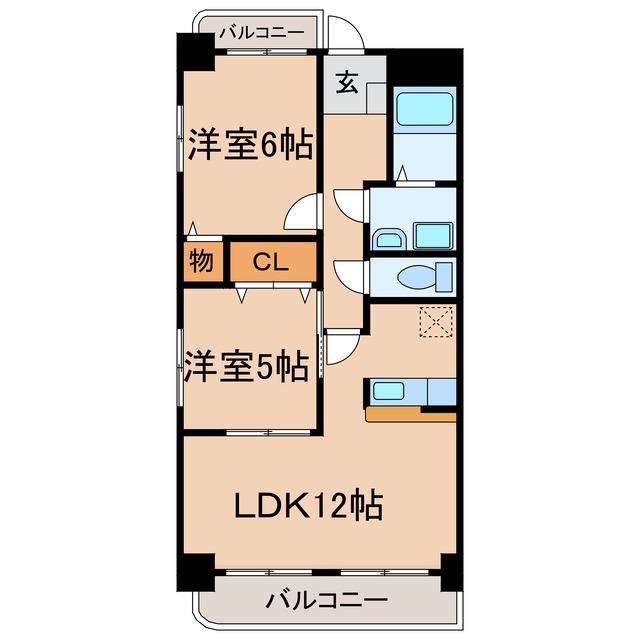 カーム香雅(2LDK/1階)の間取り写真