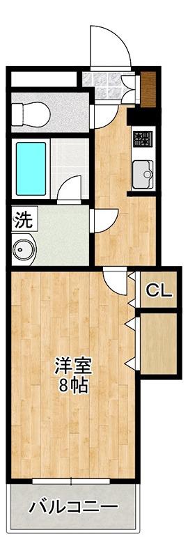ブレインM(1K/2階)の間取り写真
