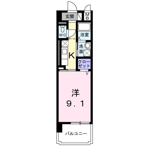 レクイアーレ大宮(1K/6階)の間取り写真
