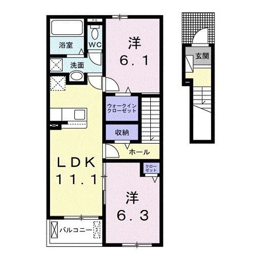 メゾン アンジュ(2LDK/2階)の間取り写真