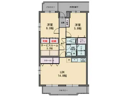 ガーデンヒルズさくら(2SLDK/1階)の間取り写真