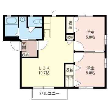 ライカY(2LDK/2階)の間取り写真