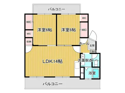 プラザハイツ・シンデン 105号(2LDK/1階)の間取り写真