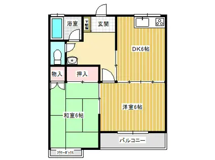 メゾン花巧房III(2DK/2階)の間取り写真