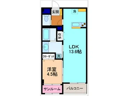 NEXUS金沢駅西(1LDK/2階)の間取り写真