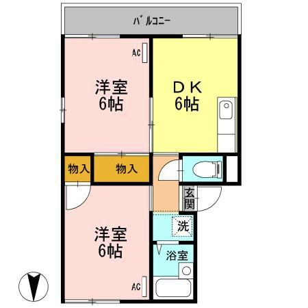 セジュール住吉A(2DK/1階)の間取り写真
