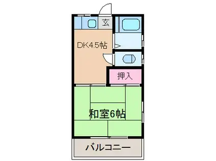 第2ハイツナカシモ(1DK/2階)の間取り写真