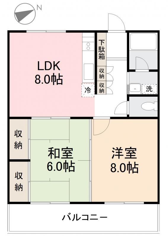 メゾンフジ(2LDK/3階)の間取り写真