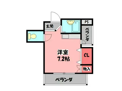 ニューハイツ桜IV(ワンルーム/4階)の間取り写真