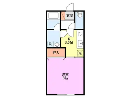 サンライズシライシ2号棟(1K/1階)の間取り写真