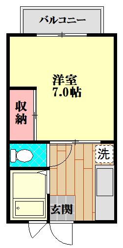 コーポサンピアB棟(1K/1階)の間取り写真