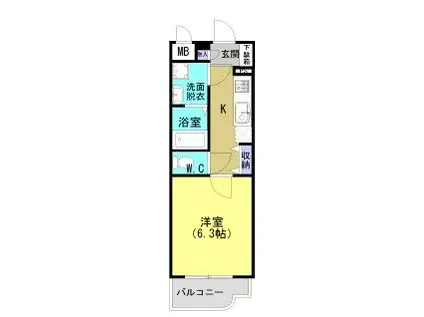 Y&Mウイング・リバー(1K/3階)の間取り写真