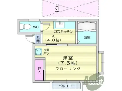 ホワイトキャッスル9番館(1K/1階)の間取り写真
