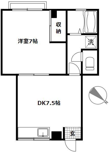 濱田コーポ(1DK/2階)の間取り写真
