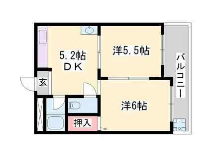 まるかマンション(2DK/1階)の間取り写真