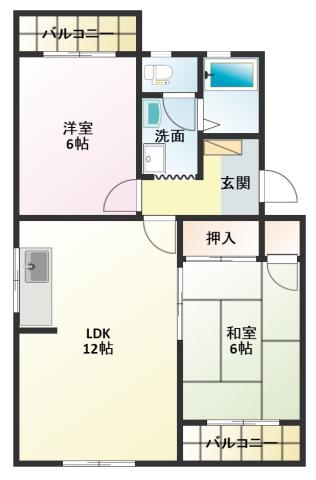 サンビューラI(2LDK/3階)の間取り写真