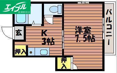 サンライズ吉備津C棟(1K/1階)の間取り写真