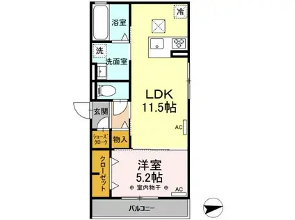 D-HILLS名塚町(1LDK/1階)の間取り写真