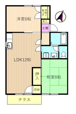 スカイハイツ古木(2LDK/1階)の間取り写真