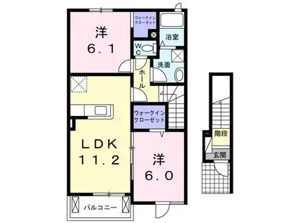 ジェルメ・カーサI(2LDK/2階)の間取り写真