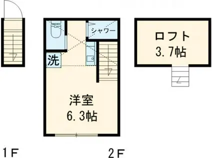 バーミープレイス武蔵小金井III(ワンルーム/2階)の間取り写真