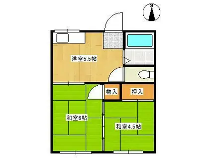 畑田第一アパート(2K/2階)の間取り写真