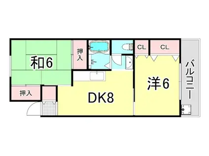 高倉マンション(2LDK/2階)の間取り写真