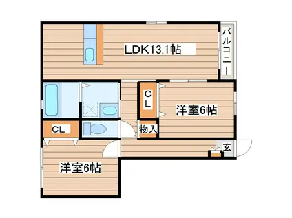 ホームユニバース上野山(2LDK/1階)の間取り写真