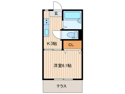 BOWLS(1K/1階)の間取り写真