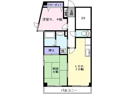サンパティー戸田(2LDK/6階)の間取り写真