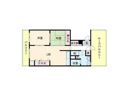 小笹第2オークマンション(2LDK/4階)の間取り写真