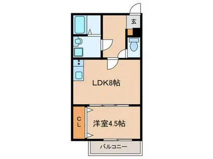 テロワール大阪加島(1LDK/2階)の間取り写真