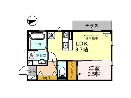 ラムココ真田山(1LDK/2階)の間取り写真
