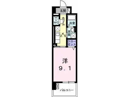 クレール姫路(1K/7階)の間取り写真