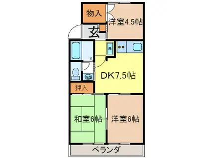 オリンピア東台(3DK/2階)の間取り写真