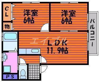 グリーンピア福浜(2LDK/1階)の間取り写真