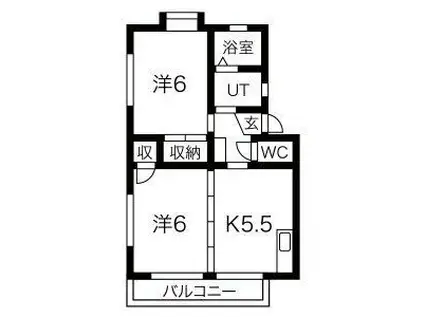 OASIS SATONAKA B棟(2DK/2階)の間取り写真