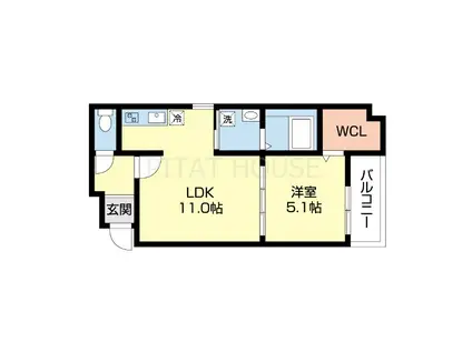 フジパレス秋月川田(1LDK/1階)の間取り写真