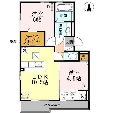 セーリオ(2LDK/1階)の間取り写真