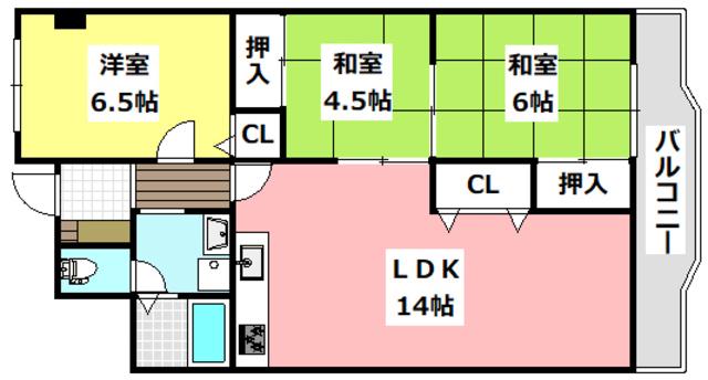 白川高層5号棟(3LDK/9階)の間取り写真