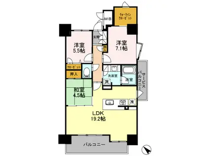 プレミスト金沢駅西口II 504(3LDK/5階)の間取り写真