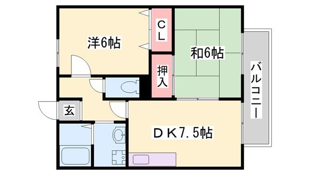 サンモリッツB(2DK/1階)の間取り写真