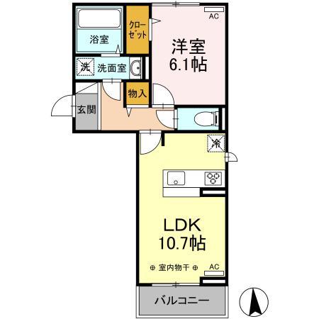 K-TH(1LDK/3階)の間取り写真