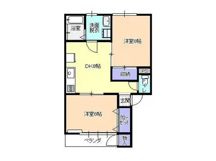 ニューシティハイツ(2DK/2階)の間取り写真