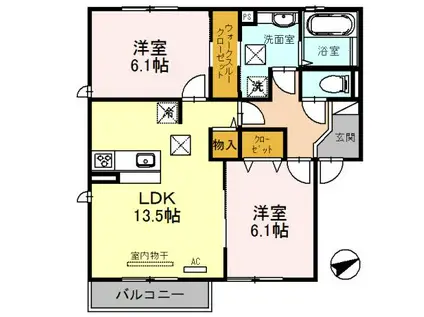 CASANOVA(2LDK/2階)の間取り写真