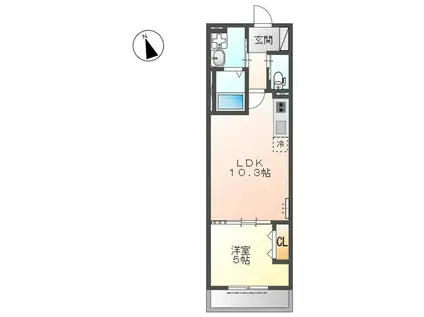 リオグランデ東戸塚(1LDK/1階)の間取り写真