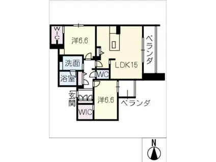 セリシール ビジュ(2LDK/2階)の間取り写真