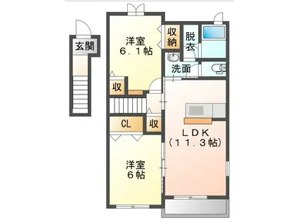 アニモハウス(2LDK/2階)の間取り写真